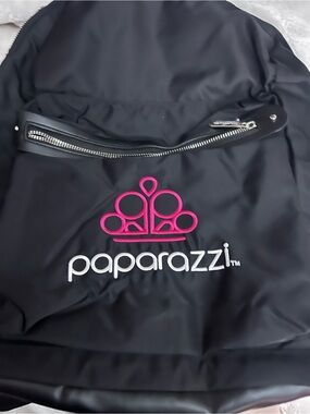 paparazzi Black Backpack with Hot Pink Logo